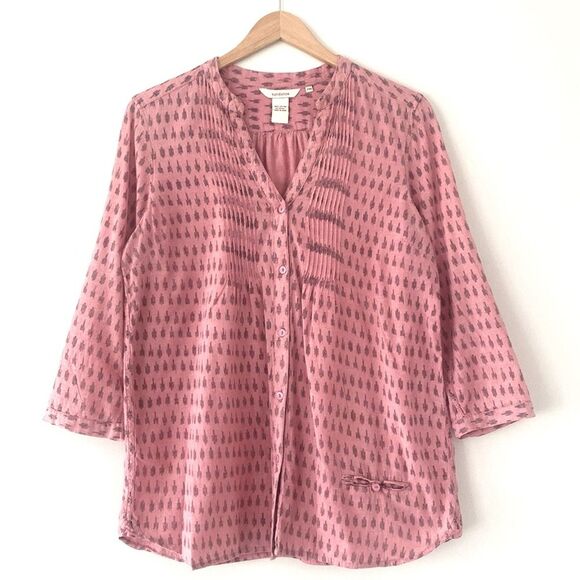 Sundance Pink Cotton Aztec Patterned Tunic Blouse sz PM Boho Western Casual - Picture 1 of 9